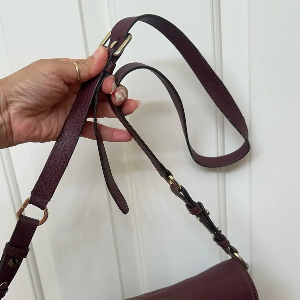 Rebecca Minkoff Hudson Moto Burgundy Leather Crossbody Bag